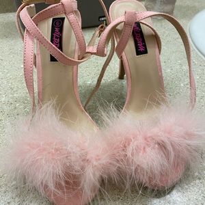 Mauve Pink Feather Heels - Size 6 WORN ONCE
